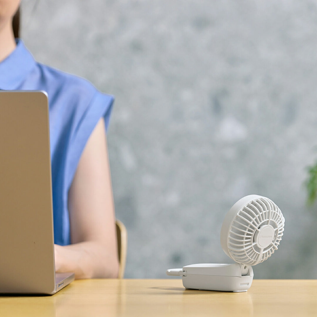 リズム ハンディファン 扇風機 大風量 3way カラビナ付き ライトグレー 静音 卓上 小型 Silky Wind Mobile 4 9ZF042RH08