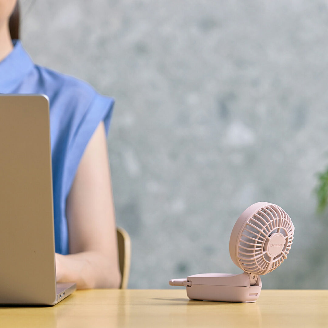 リズム ハンディファン 扇風機 大風量 3way カラビナ付き ピンク 静音 卓上 小型 Silky Wind Mobile 4 9ZF042RH13