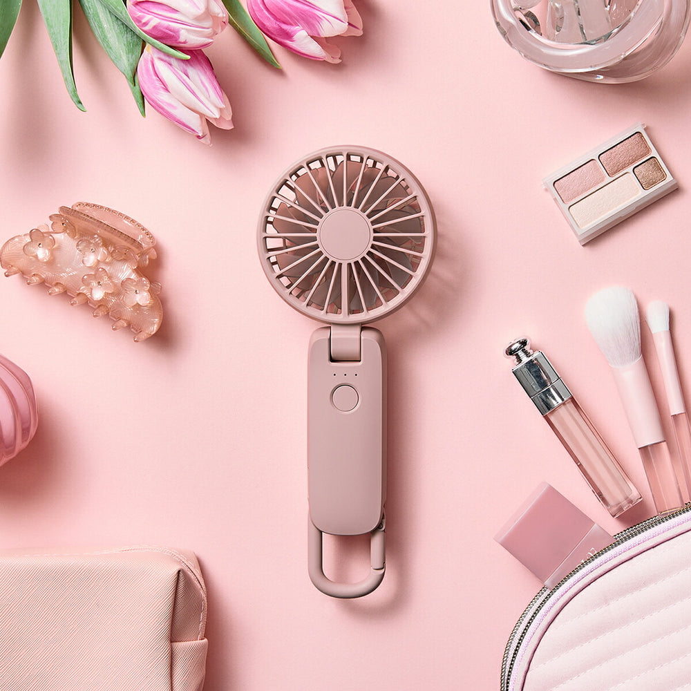リズム ハンディファン 扇風機 大風量 3way カラビナ付き ピンク 静音 卓上 小型 Silky Wind Mobile 4 9ZF042RH13
