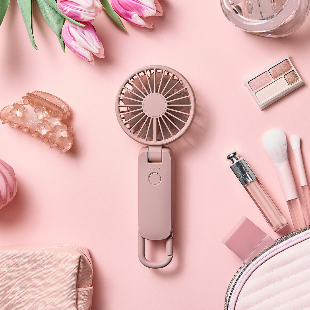 リズム ハンディファン 扇風機 大風量 3way カラビナ付き ピンク 静音 卓上 小型 Silky Wind Mobile 4 9ZF042RH13