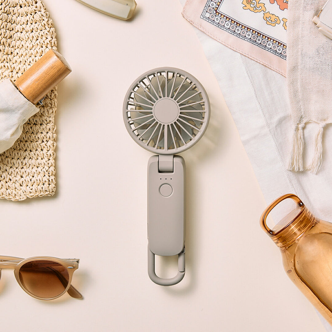 リズム ハンディファン 扇風機 大風量 3way カラビナ付き グレーベージュ 静音 卓上 小型 Silky Wind Mobile 4 9ZF042RH38