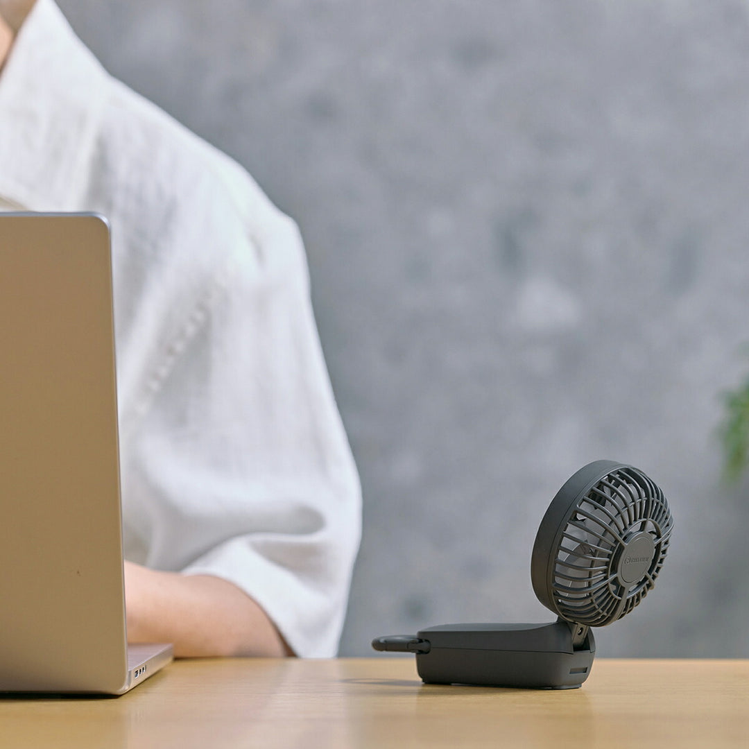 リズム ハンディファン 扇風機 大風量 3way カラビナ付き ダークグレー 静音 卓上 小型 Silky Wind Mobile 4 9ZF042RH82