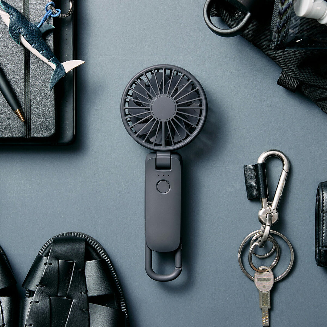 リズム ハンディファン 扇風機 大風量 3way カラビナ付き ダークグレー 静音 卓上 小型 Silky Wind Mobile 4 9ZF042RH82
