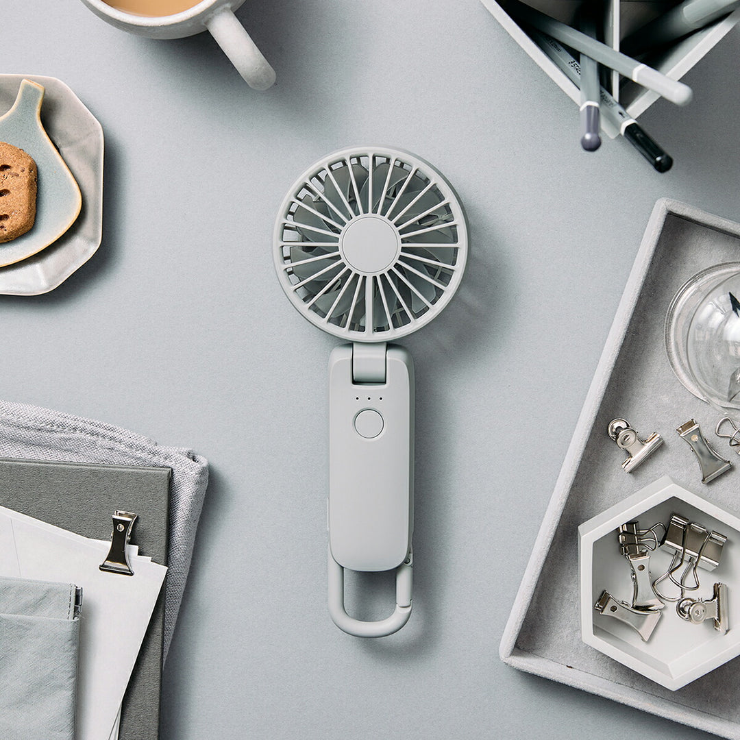 リズム ハンディファン 扇風機 大風量 3way カラビナ付き ミディアムグレー 静音 卓上 小型 Silky Wind Mobile 4 9ZF042RH84
