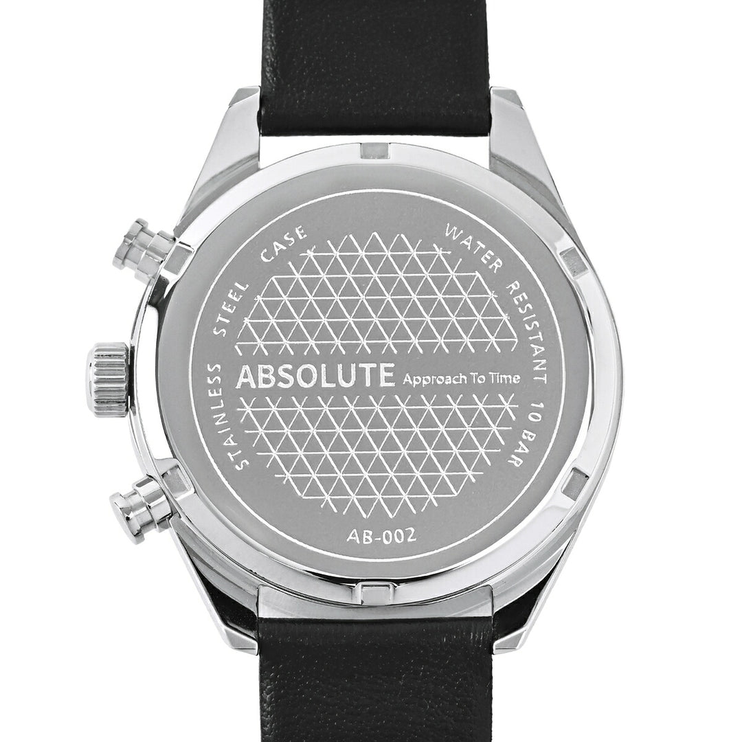アブソリュート クロノグラフ AB002-GD メンズ クオーツ 電池式 ゴールドダイヤル ブラック 革ベルト