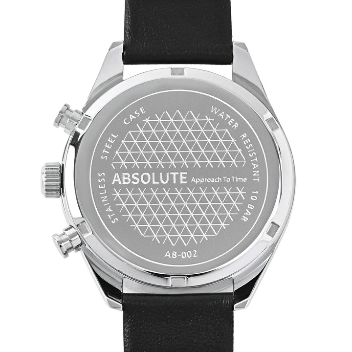 アブソリュート クロノグラフ AB002-GD メンズ クオーツ 電池式 ゴールドダイヤル ブラック 革ベルト