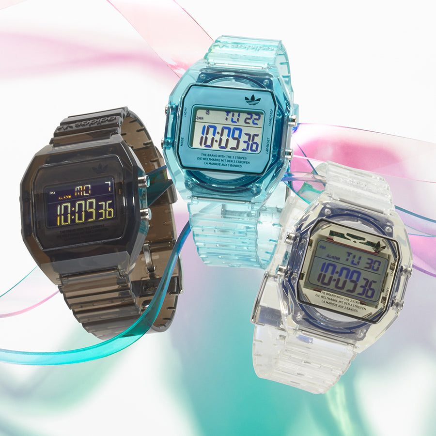 アディダス ストリート デジタルツー クリスタル AOST24061 メンズ レディース 腕時計 電池式 デジタル スケルトン 偏光 樹脂ベルト