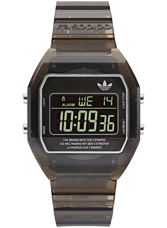 アディダス ストリート デジタルツー クリスタル AOST24064 メンズ レディース 腕時計 電池式 デジタル スケルトン ブラック 樹脂ベルト