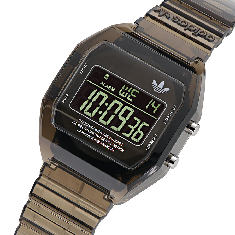 アディダス ストリート デジタルツー クリスタル AOST24064 メンズ レディース 腕時計 電池式 デジタル スケルトン ブラック 樹脂ベルト