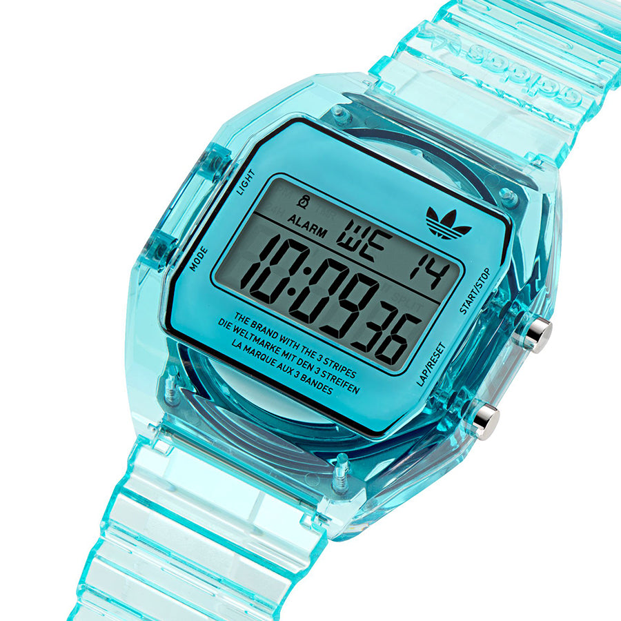 アディダス ストリート デジタルツー クリスタル AOST24065 メンズ レディース 腕時計 電池式 デジタル スケルトン ブルー 樹脂ベルト