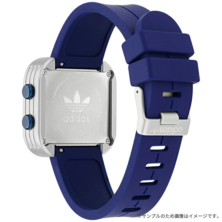アディダス ストリート アダプティック ワン 2way AOST26518 メンズ レディース クオーツ 電池式 デジタル ブルー 樹脂バンド カラビナ