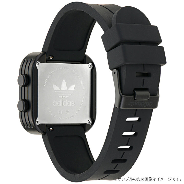 アディダス ストリート アダプティック ワン 2way AOST26520 メンズ レディース クオーツ 電池式 デジタル ブラック 樹脂バンド カラビナ
