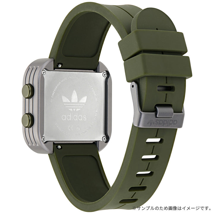 アディダス ストリート アダプティック ワン 2way AOST26521 メンズ レディース クオーツ 電池式 デジタル グリーン 樹脂バンド カラビナ