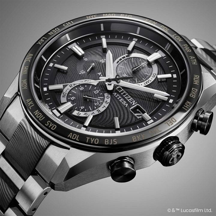 シチズン アテッサ ACT Line スター・ウォーズ 『マンダロリアン』 限定モデル AT8385-55E メンズ 腕時計 ソーラー 電波 クロノグラフ