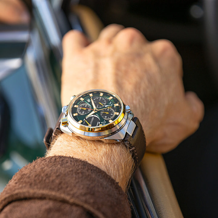 シチズン プロマスター ランドシリーズ Eco-Drive 50周年限定モデル ツノクロノ AV0104-06W メンズ ソーラー グリーンダイヤル ブラウン 革ベルト