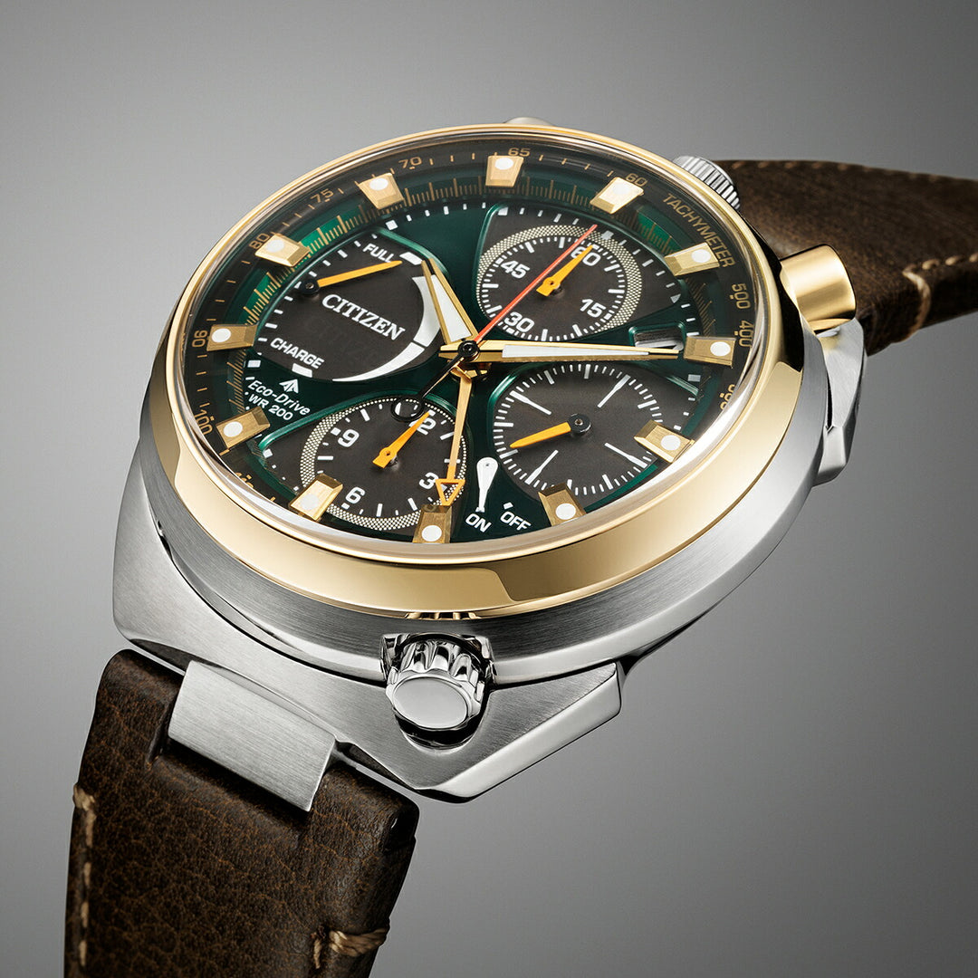 シチズン プロマスター ランドシリーズ Eco-Drive 50周年限定モデル ツノクロノ AV0104-06W メンズ ソーラー グリーンダイヤル ブラウン 革ベルト