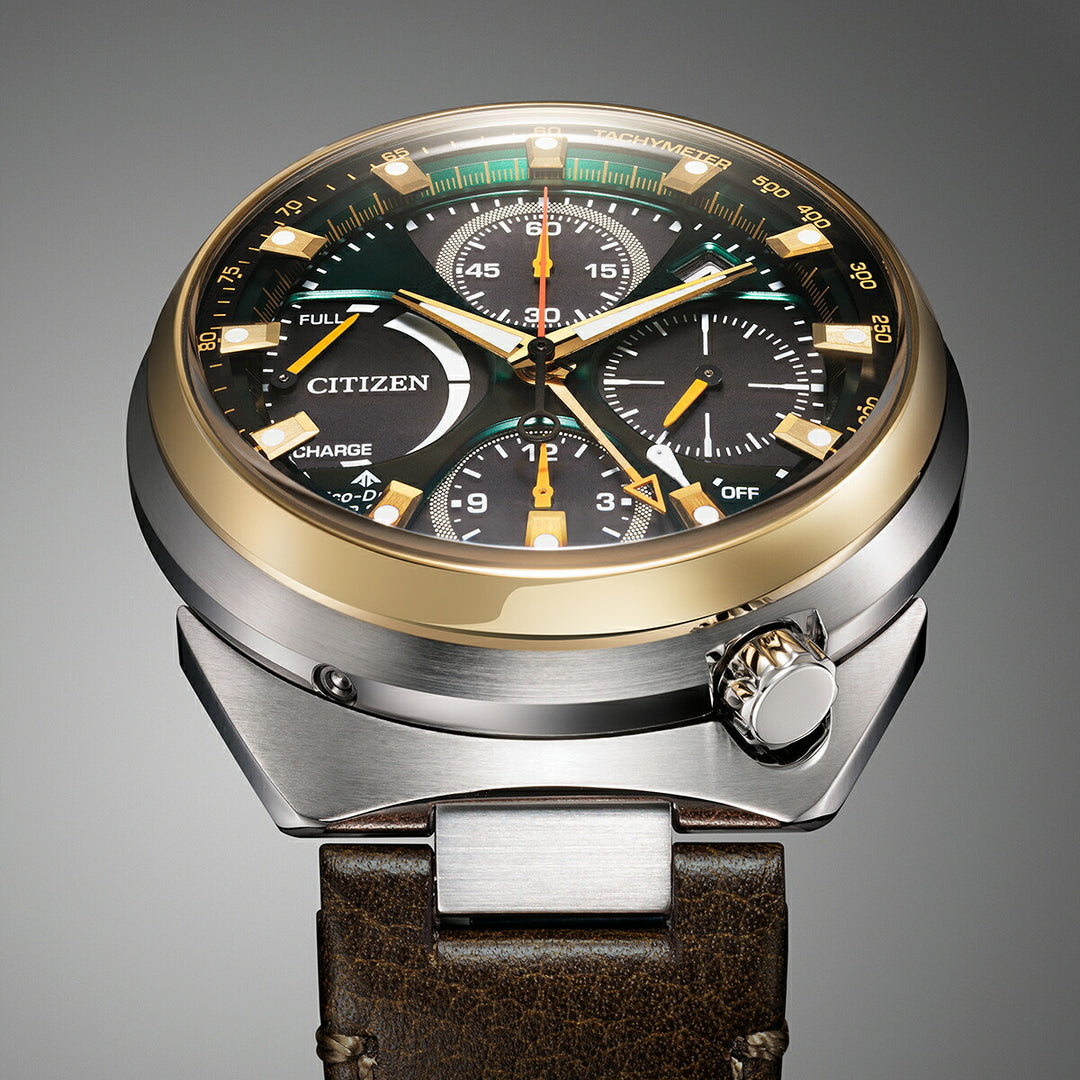 シチズン プロマスター ランドシリーズ Eco-Drive 50周年限定モデル ツノクロノ AV0104-06W メンズ ソーラー グリーンダイヤル ブラウン 革ベルト