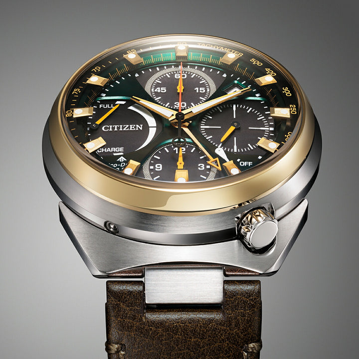 シチズン プロマスター ランドシリーズ Eco-Drive 50周年限定モデル ツノクロノ AV0104-06W メンズ ソーラー グリーンダイヤル ブラウン 革ベルト