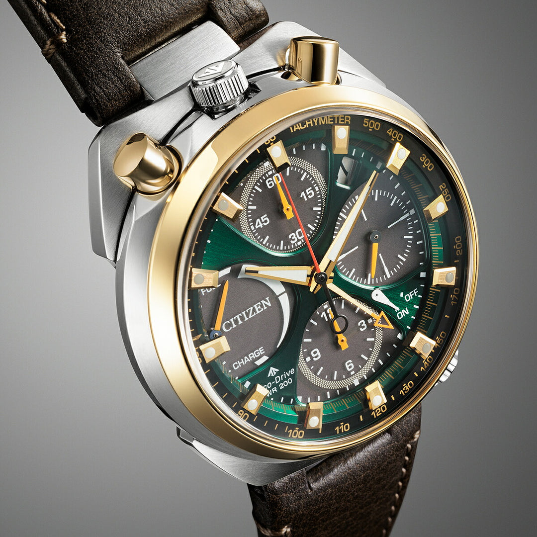 シチズン プロマスター ランドシリーズ Eco-Drive 50周年限定モデル ツノクロノ AV0104-06W メンズ ソーラー グリーンダイヤル ブラウン 革ベルト