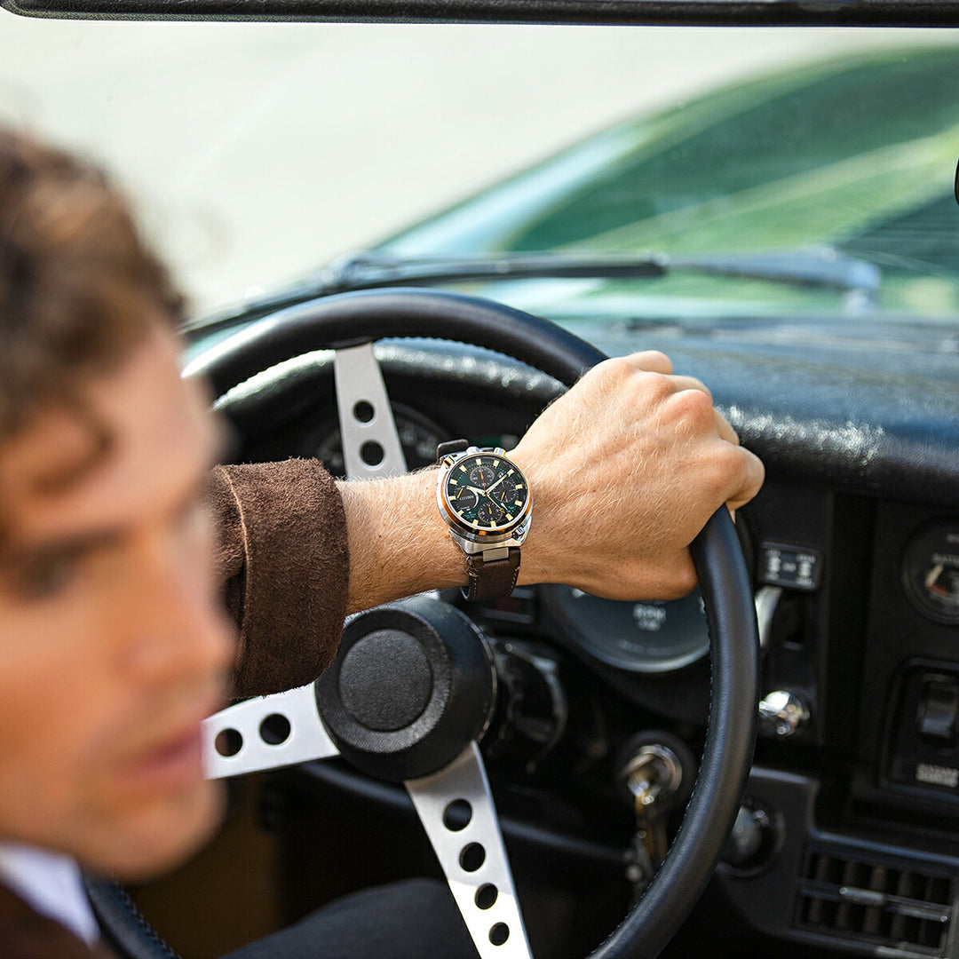 シチズン プロマスター ランドシリーズ Eco-Drive 50周年限定モデル ツノクロノ AV0104-06W メンズ ソーラー グリーンダイヤル ブラウン 革ベルト