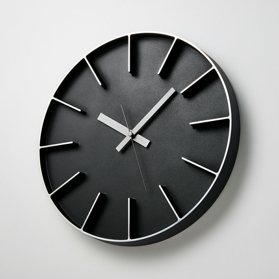 タカタレムノス 掛け時計 デザインオブジェクト エッジクロック アルミニウム 350mm クオーツ 電池式 ブラック スイープセコンド AZUMI AZ-0115BK