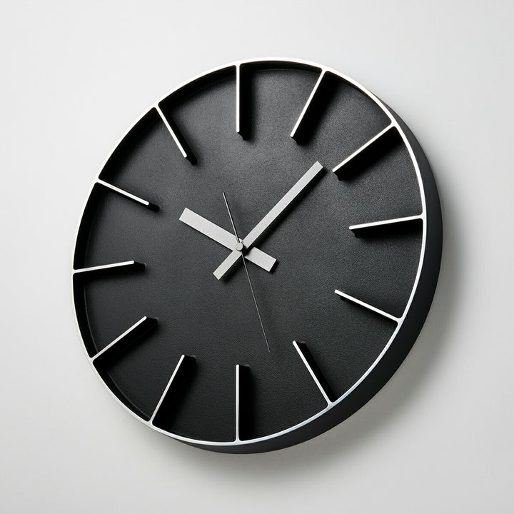 タカタレムノス 掛け時計 デザインオブジェクト エッジクロック アルミニウム 350mm クオーツ 電池式 ブラック スイープセコンド AZUMI AZ-0115BK