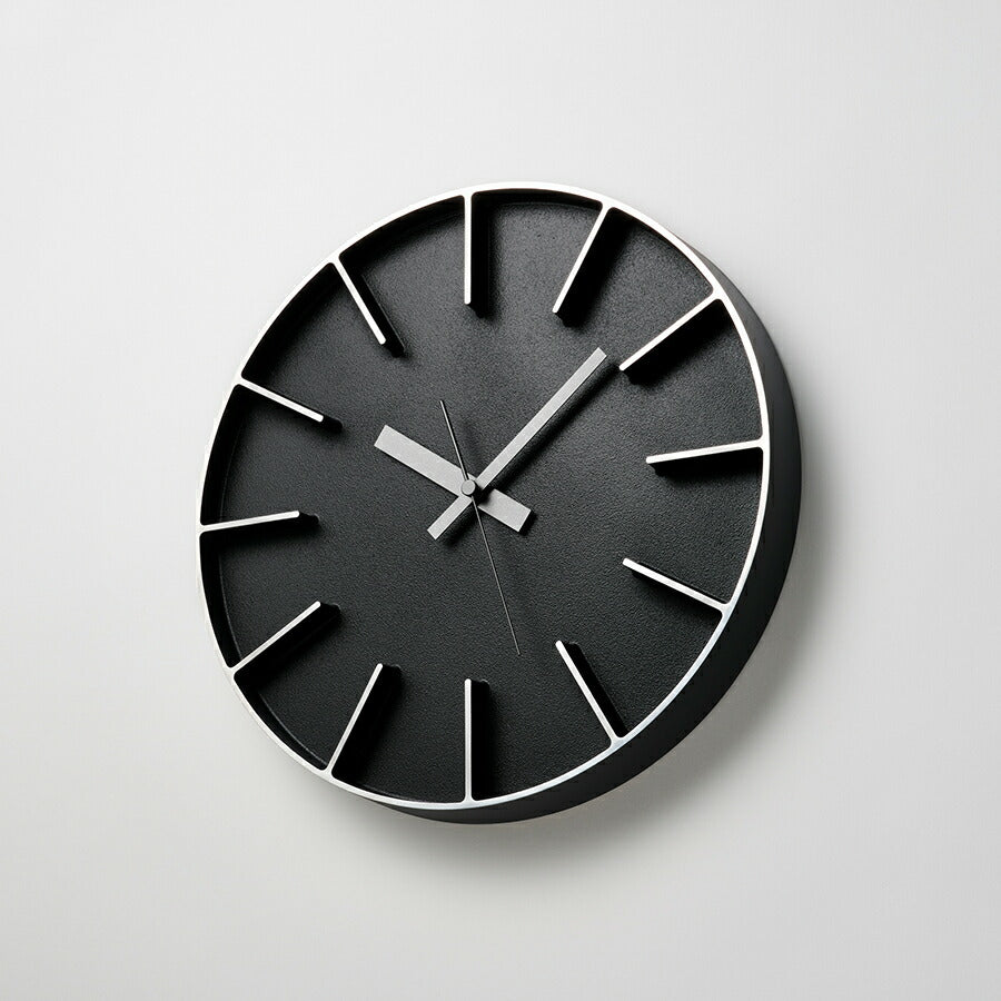 タカタレムノス 掛け時計 デザインオブジェクト エッジクロック アルミニウム 290mm クオーツ 電池式 ブラック スイープセコンド AZUMI AZ24-08BK