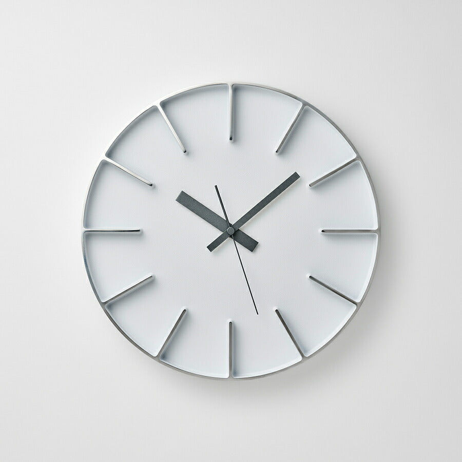 タカタレムノス 掛け時計 デザインオブジェクト エッジクロック アルミニウム 290mm クオーツ 電池式 ホワイト スイープセコンド AZUMI AZ24-08WH