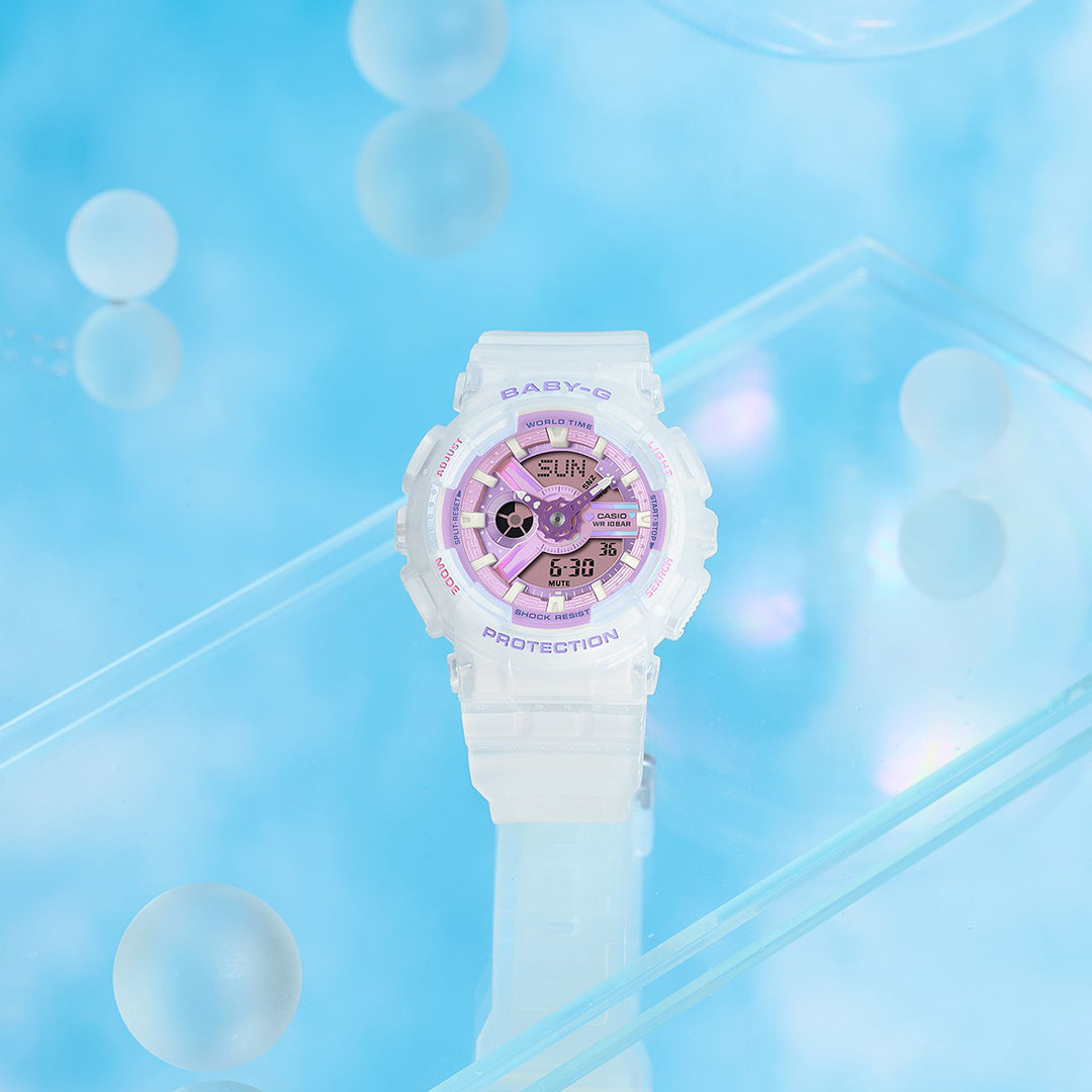 BABY-G プリズムドリーミーカラー BA-110PS-7AJF レディース 電池式 アナデジ ビッグケース 半透明 樹脂バンド パープル