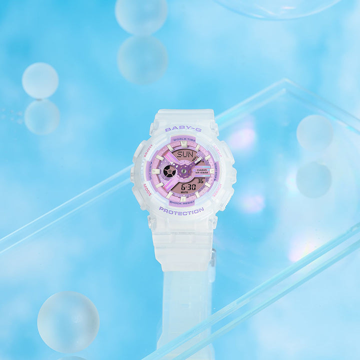 BABY-G プリズムドリーミーカラー BA-110PS-7AJF レディース 電池式 アナデジ ビッグケース 半透明 樹脂バンド パープル