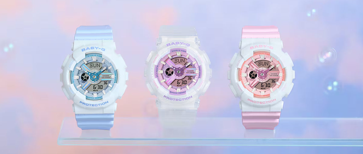 BABY-G プリズムドリーミーカラー BA-110PS-7AJF レディース 電池式 アナデジ ビッグケース 半透明 樹脂バンド パープル