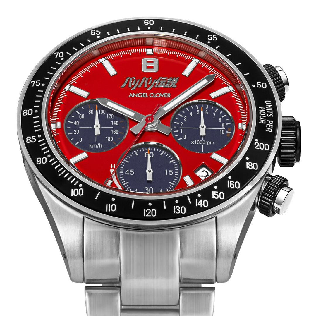 エンジェルクローバー バリバリ伝説 コラボレーションモデル 巨摩 郡 HONDA CB750F BA40-GUN メンズ ソーラー クロノグラフ