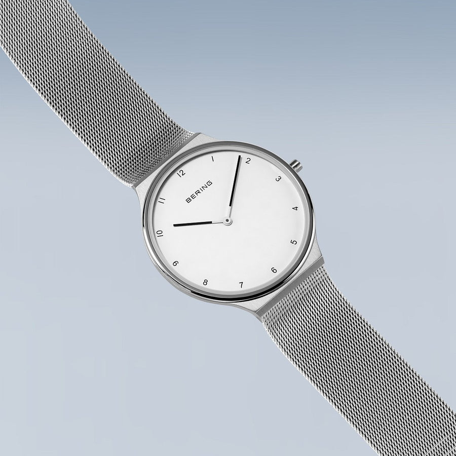 ベーリング ウルトラスリム コレクション 5.0mm 18440-004 メンズ 腕時計 クオーツ 電池式 ホワイトダイヤル シルバー メッシュバンド 薄い