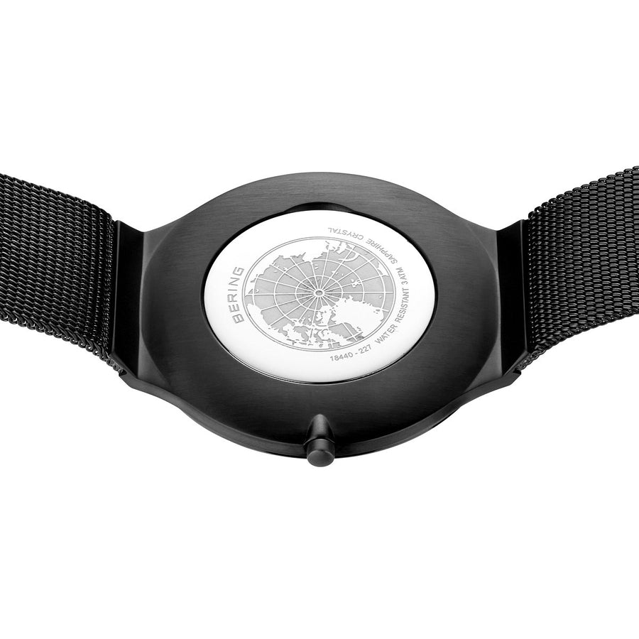 ベーリング ウルトラスリム コレクション 5.0mm 18440-227 メンズ 腕時計 クオーツ 電池式 ネイビーダイヤル ブラック メッシュバンド 薄い