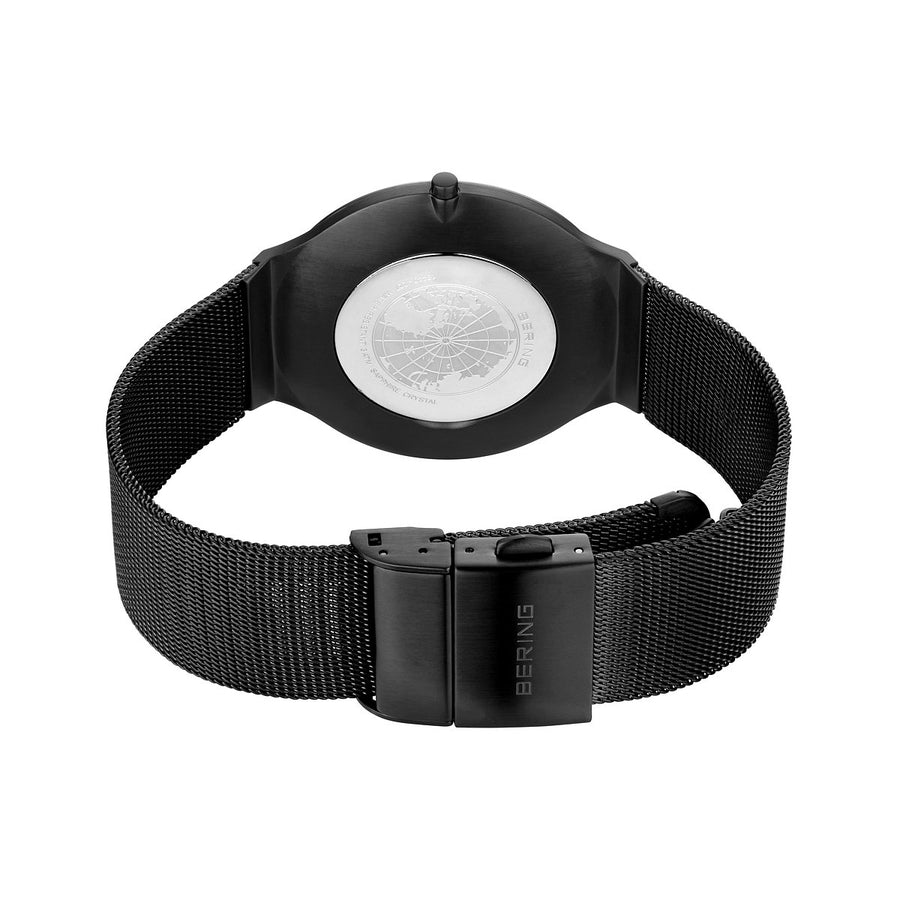 ベーリング ウルトラスリム コレクション 5.0mm 18440-227 メンズ 腕時計 クオーツ 電池式 ネイビーダイヤル ブラック メッシュバンド 薄い