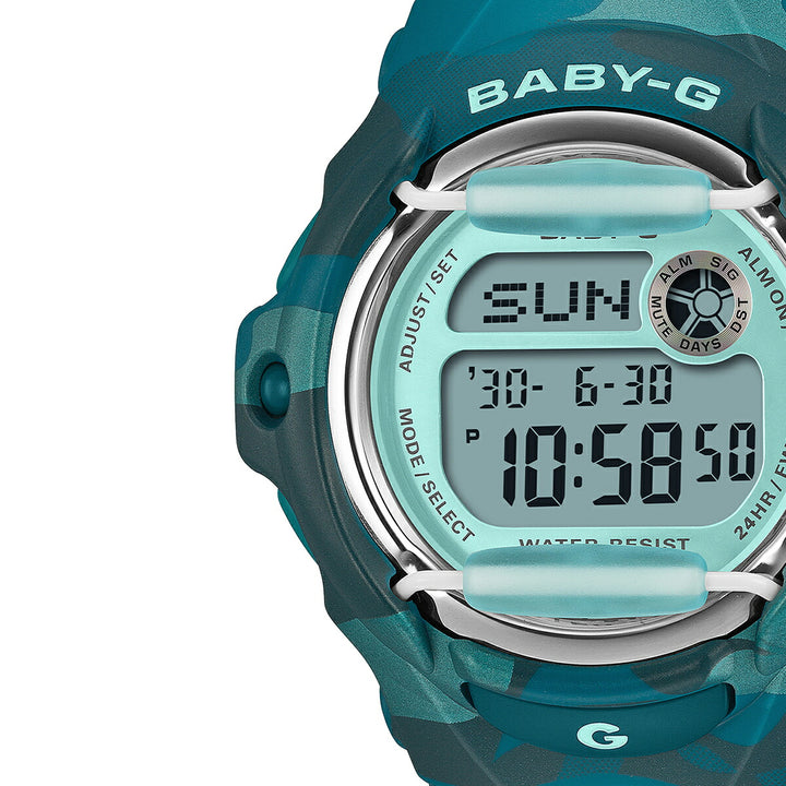 BABY-G カラーカモフラージュ ブルーグリーン BG-169CM-2JF レディース 電池式 デジタル 樹脂バンド フロントプロテクター