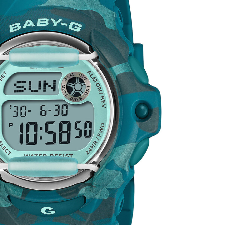 BABY-G カラーカモフラージュ ブルーグリーン BG-169CM-2JF レディース 電池式 デジタル 樹脂バンド フロントプロテクター