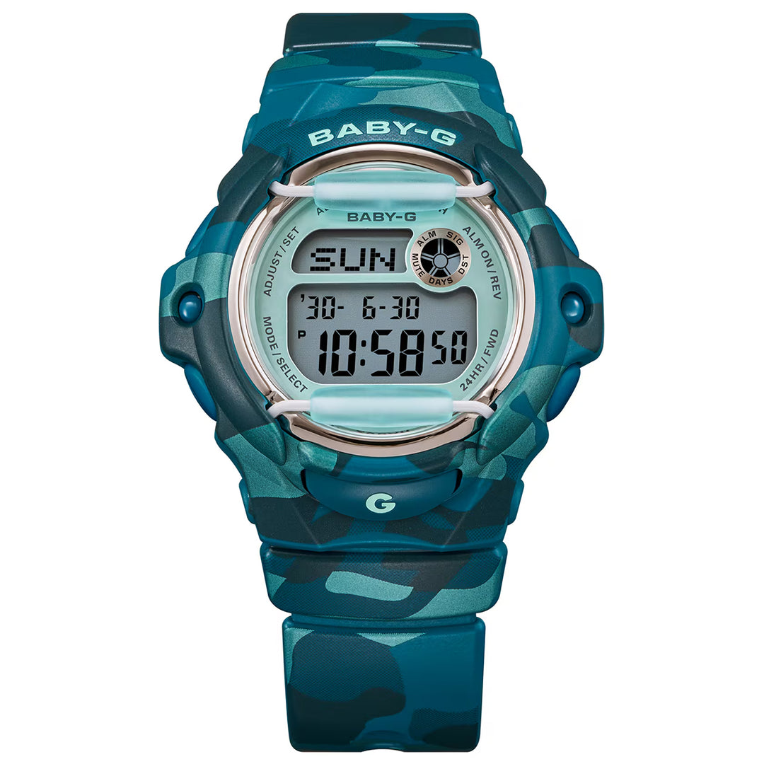 BABY-G カラーカモフラージュ ブルーグリーン BG-169CM-2JF レディース 電池式 デジタル 樹脂バンド フロントプロテクター