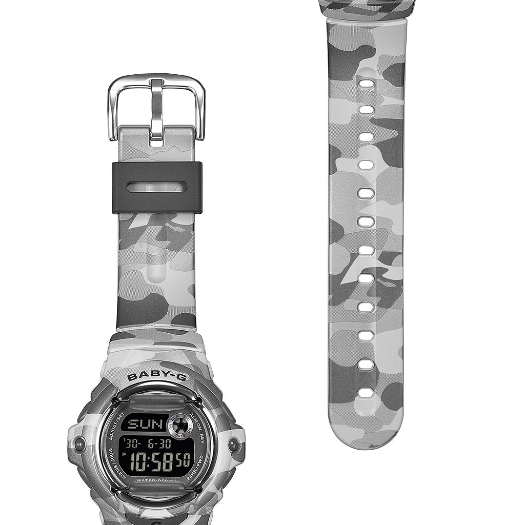 BABY-G カラーカモフラージュ グレー BG-169CMB-8JF レディース 電池式 デジタル 樹脂バンド フロントプロテクター 反転液晶