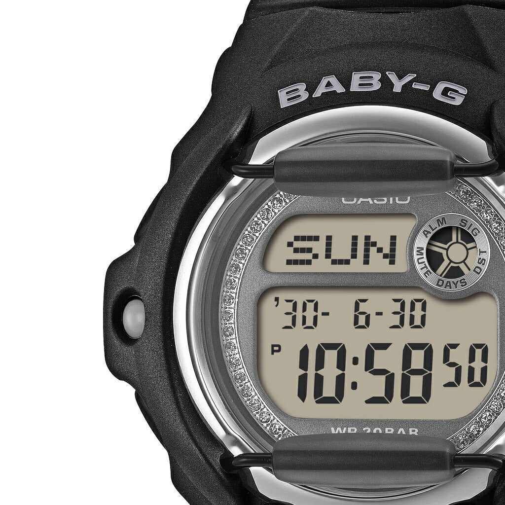 BABY-G グリッターダイヤル BG-169KB-1JF レディース 電池式 デジタル 樹脂バンド フロントプロテクター ブラック