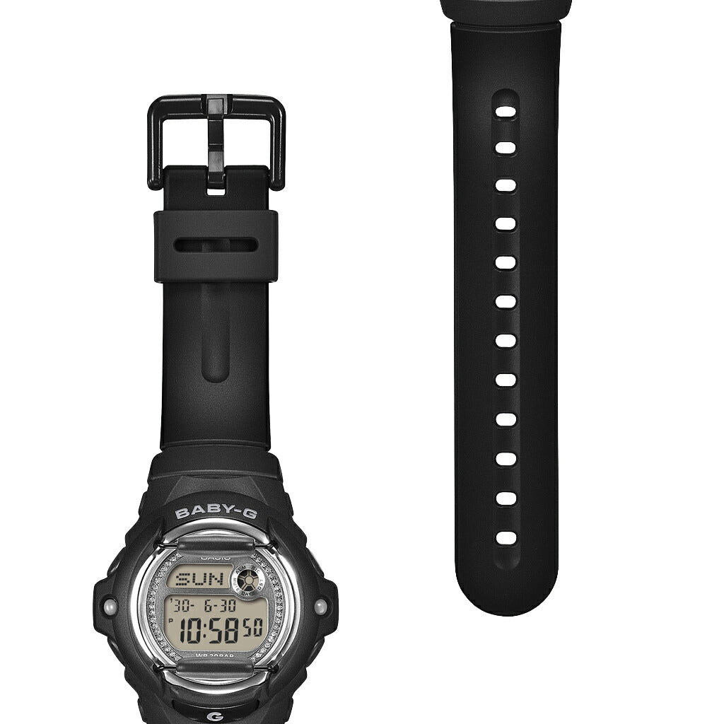 BABY-G グリッターダイヤル BG-169KB-1JF レディース 電池式 デジタル 樹脂バンド フロントプロテクター ブラック