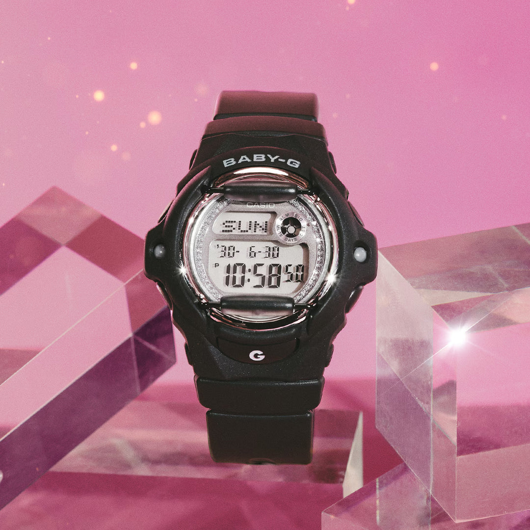 BABY-G グリッターダイヤル BG-169KB-1JF レディース 電池式 デジタル 樹脂バンド フロントプロテクター ブラック