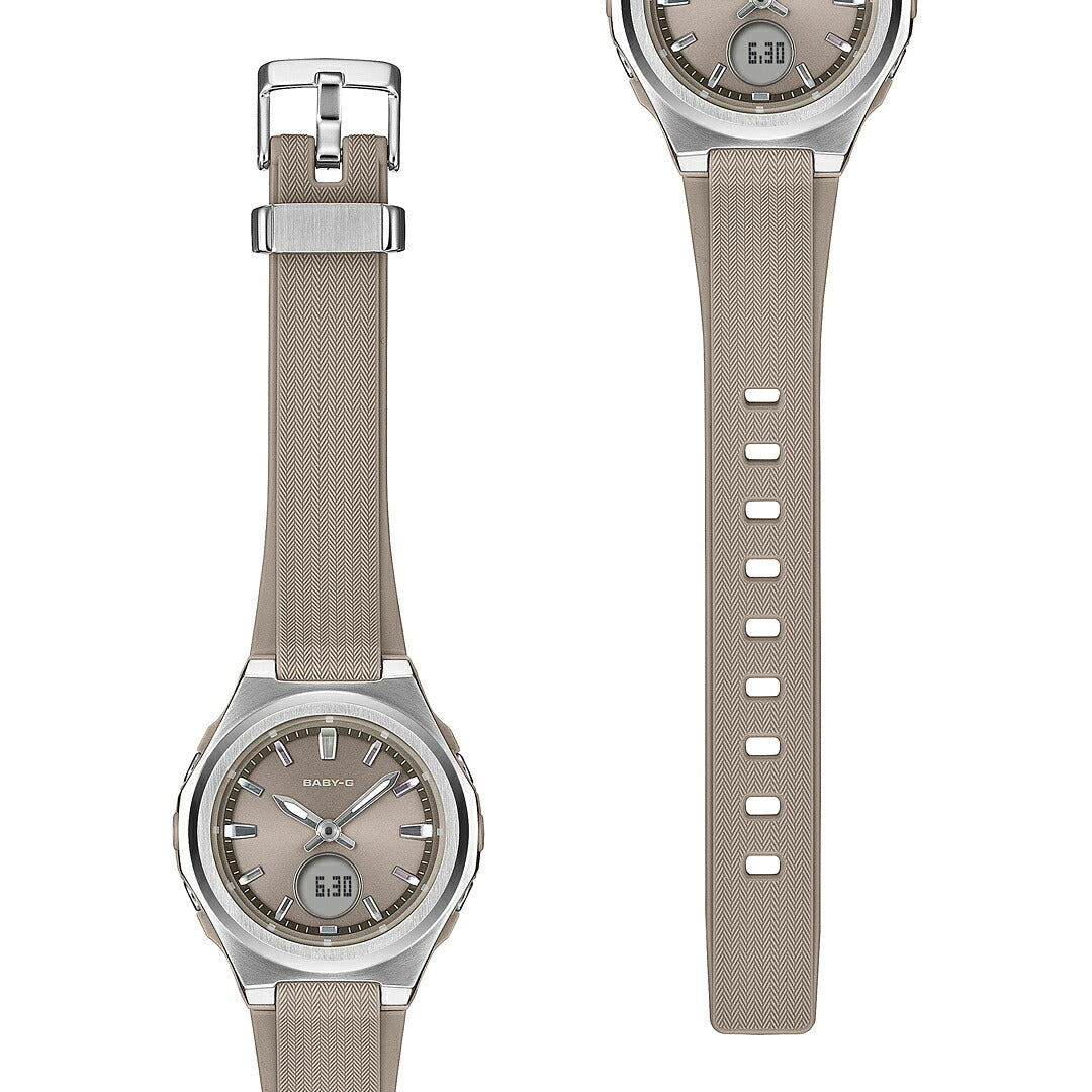 BABY-G メタルベゼル BGA-3000-5AJF レディース 電波ソーラー アナデジ 樹脂バンド ベージュ