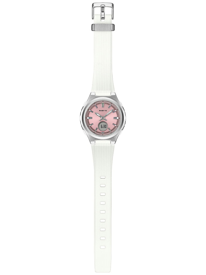 BABY-G メタルベゼル BGA-3000-7AJF レディース 電波ソーラー アナデジ ピンクダイヤル ホワイト 樹脂バンド