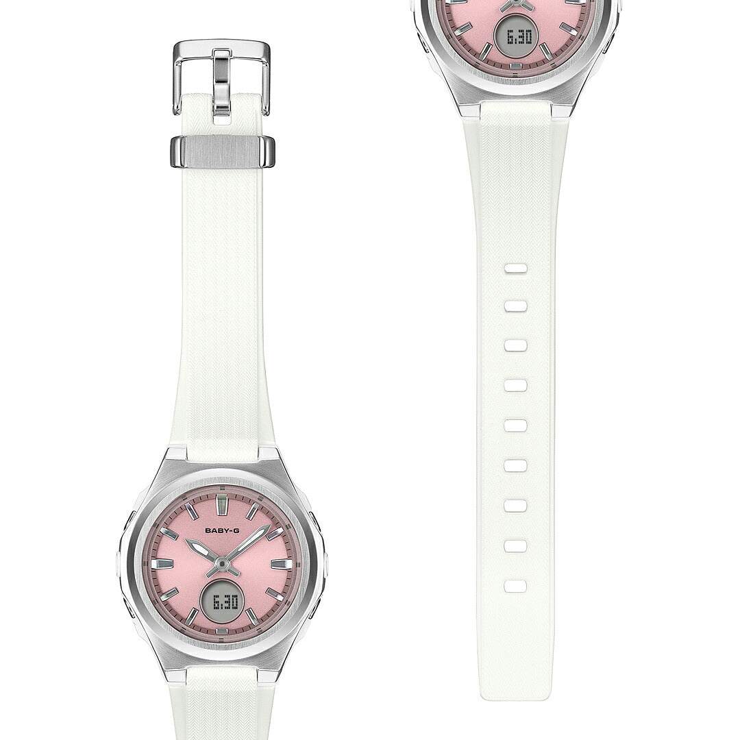 BABY-G メタルベゼル BGA-3000-7AJF レディース 電波ソーラー アナデジ ピンクダイヤル ホワイト 樹脂バンド