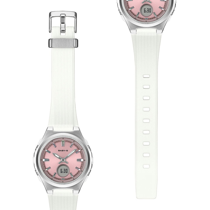 BABY-G メタルベゼル BGA-3000-7AJF レディース 電波ソーラー アナデジ ピンクダイヤル ホワイト 樹脂バンド