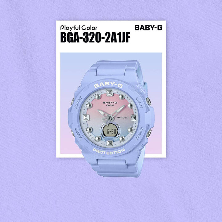 BABY-G プレイフルビーチ BGA-320-2A1JF レディース 腕時計 電池式 アナデジ 樹脂バンド ライトブルー 国内正規品 カシオ