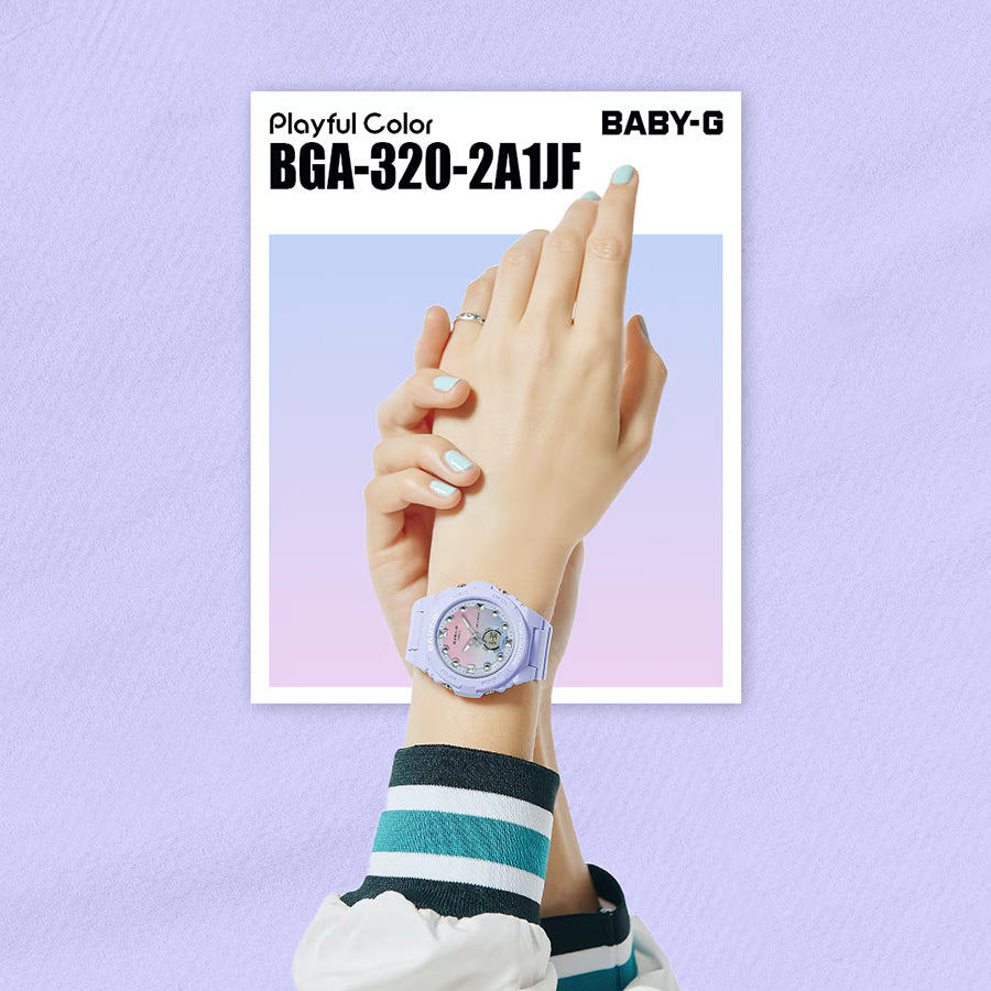 BABY-G プレイフルビーチ BGA-320-2A1JF レディース 腕時計 電池式 アナデジ 樹脂バンド ライトブルー 国内正規品 カシオ