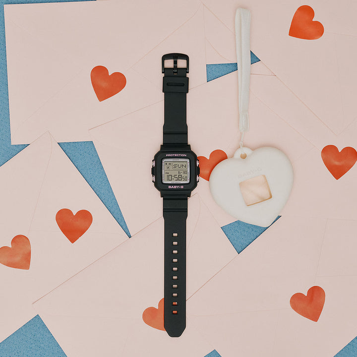 BABY-G BABY-G+PLUS ベイビージープラス ハートポップカラー BGD-10KH-1JR レディース 電池式 デジタル スクエア 樹脂バンド ブラック 専用ホルダーつき