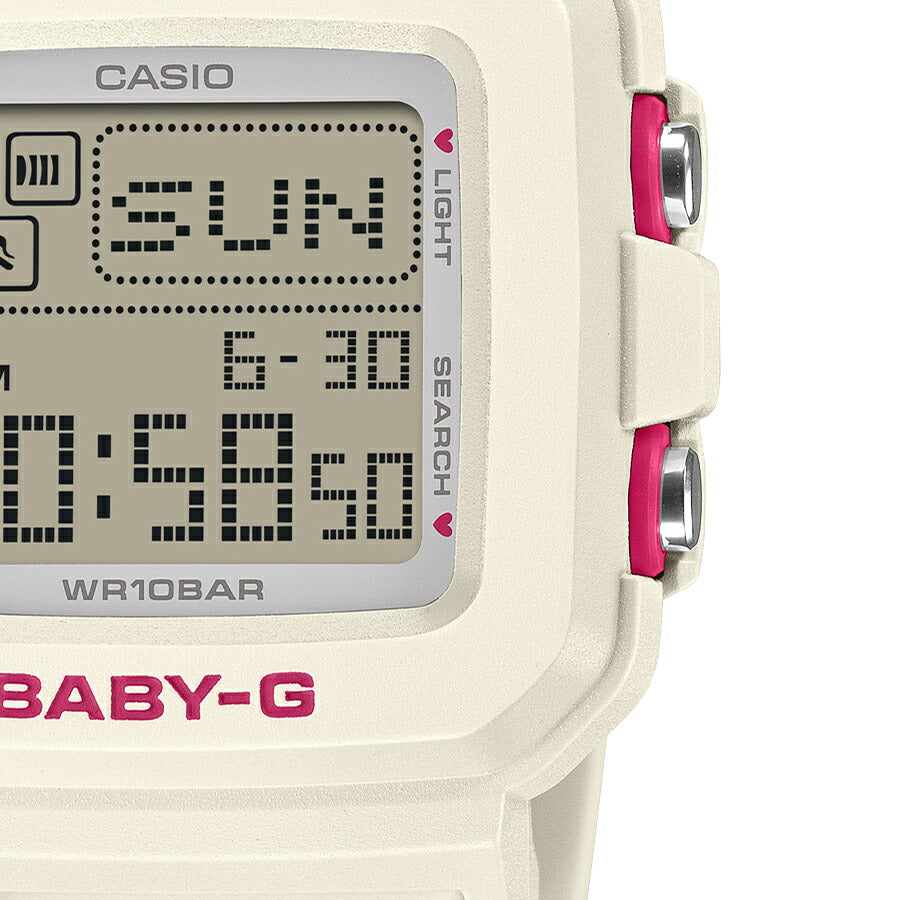 BABY-G BABY-G+PLUS ベイビージープラス ハートポップカラー BGD-10KH-7JR レディース 電池式 デジタル スクエア 樹脂バンド ホワイト 専用ホルダーつき